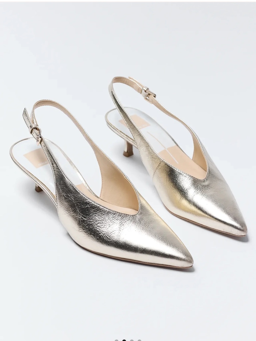 Dolce Vita Metallic Gold Pointed Slingback Kitten Heel
